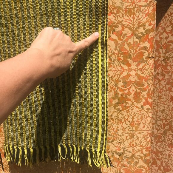 Vintage Mexican 1950s Yellow & Black Striped Weaving with Sequins - Picture 10 of 10